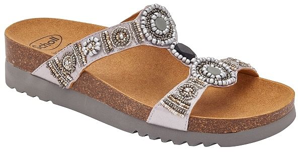 Calzatura New Bogota' Wedge Satin+Beads W Silver/Pewter 41