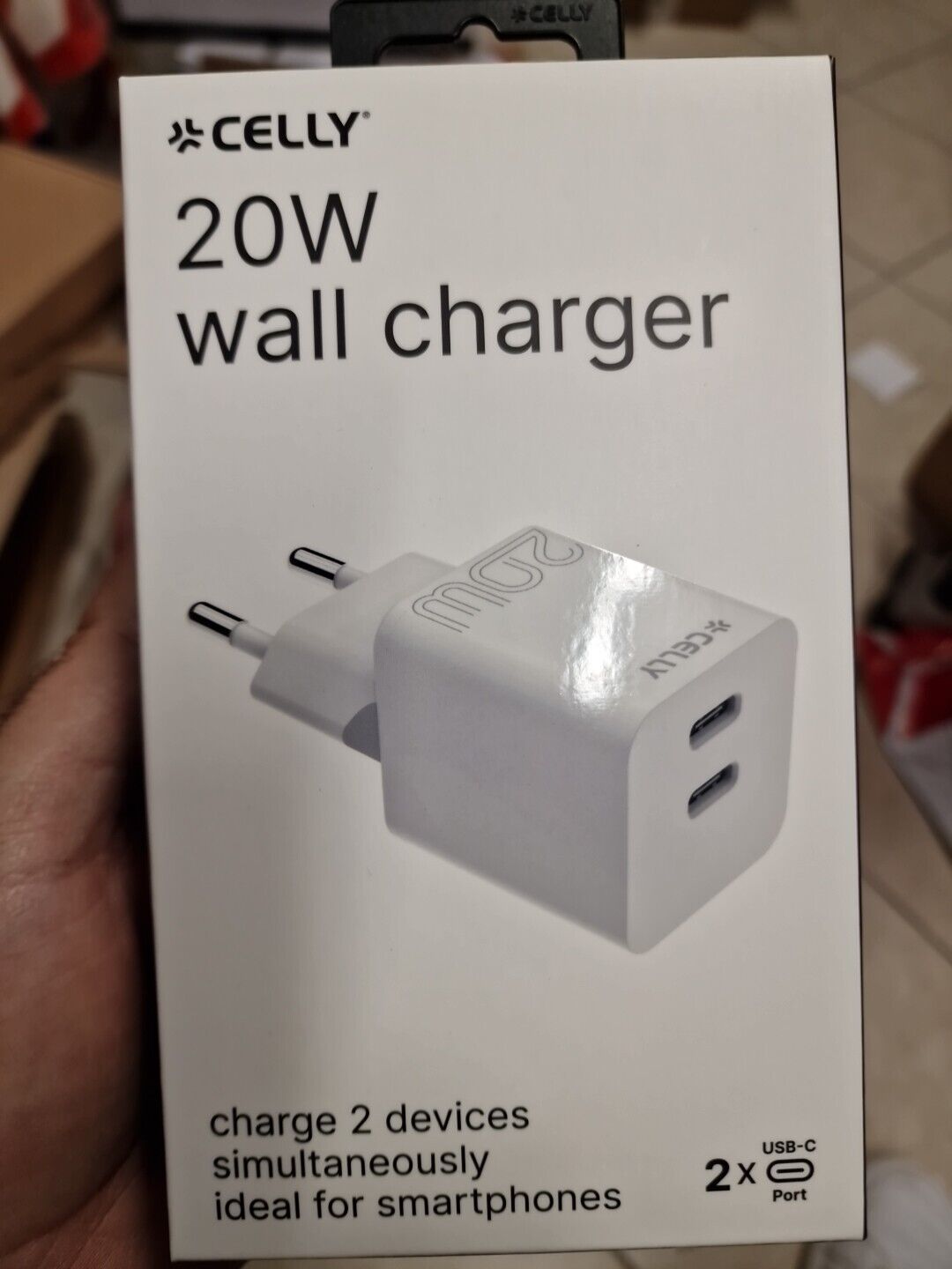 CELLY TC2USBC20WWH ALIM.RETE 20W 2 USB-C BIANCO