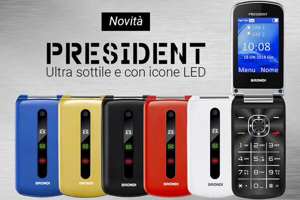 BRONDI PRESIDENT 3'' DUAL SIM SLIM FLIP RADIO FM 1,3MP WHITE