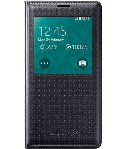 Custodia originale Samsung con zona trasparente nera per Galaxy S5