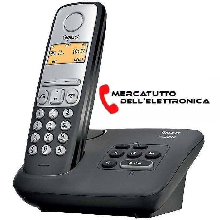 Telefono Cordless Gigaset AL230A Vivavoce Rubrica Segreteria Display Illuminato