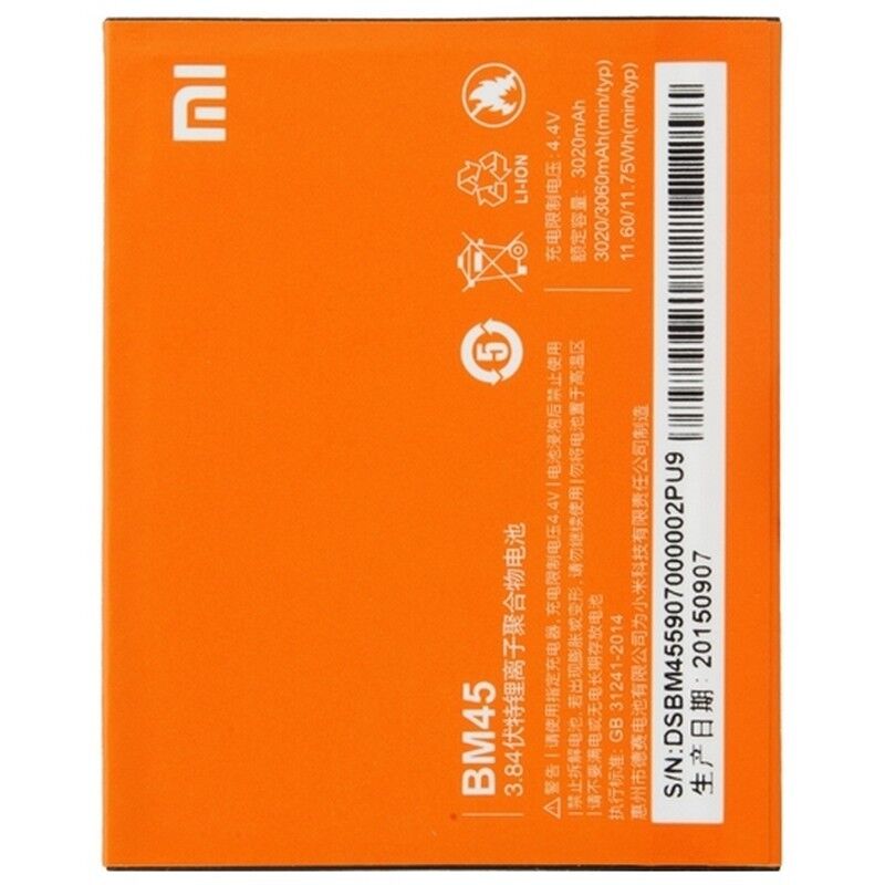Xiaomi Batteria originale BM45 per REDMI NOTE 2 3080mAh Pila Litio Nuova Bulk
