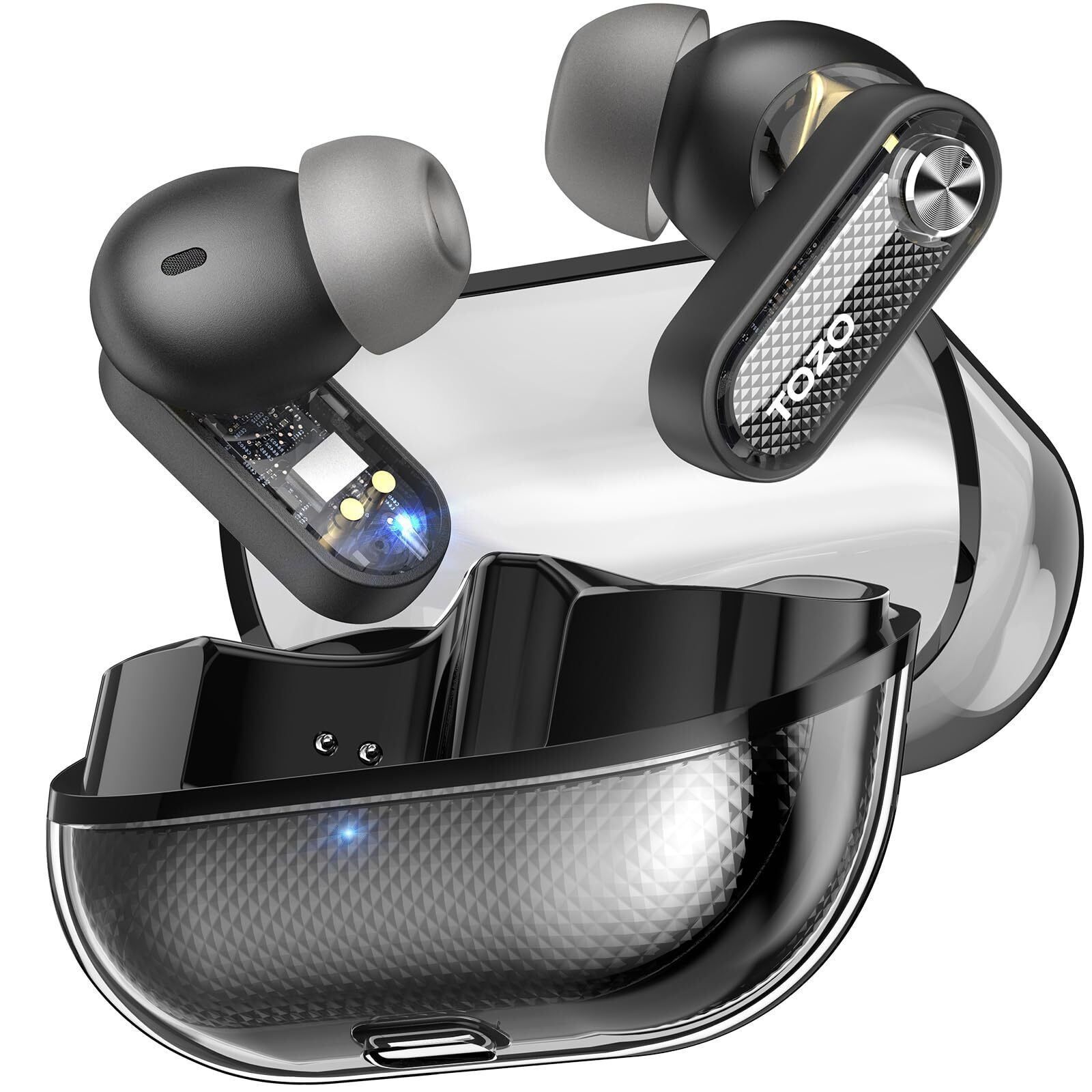 TOZO Crystal Pods Cuffie Bluetooth, Auricolari Bluetooth 5.4 Ibrida ANC IA Chiam