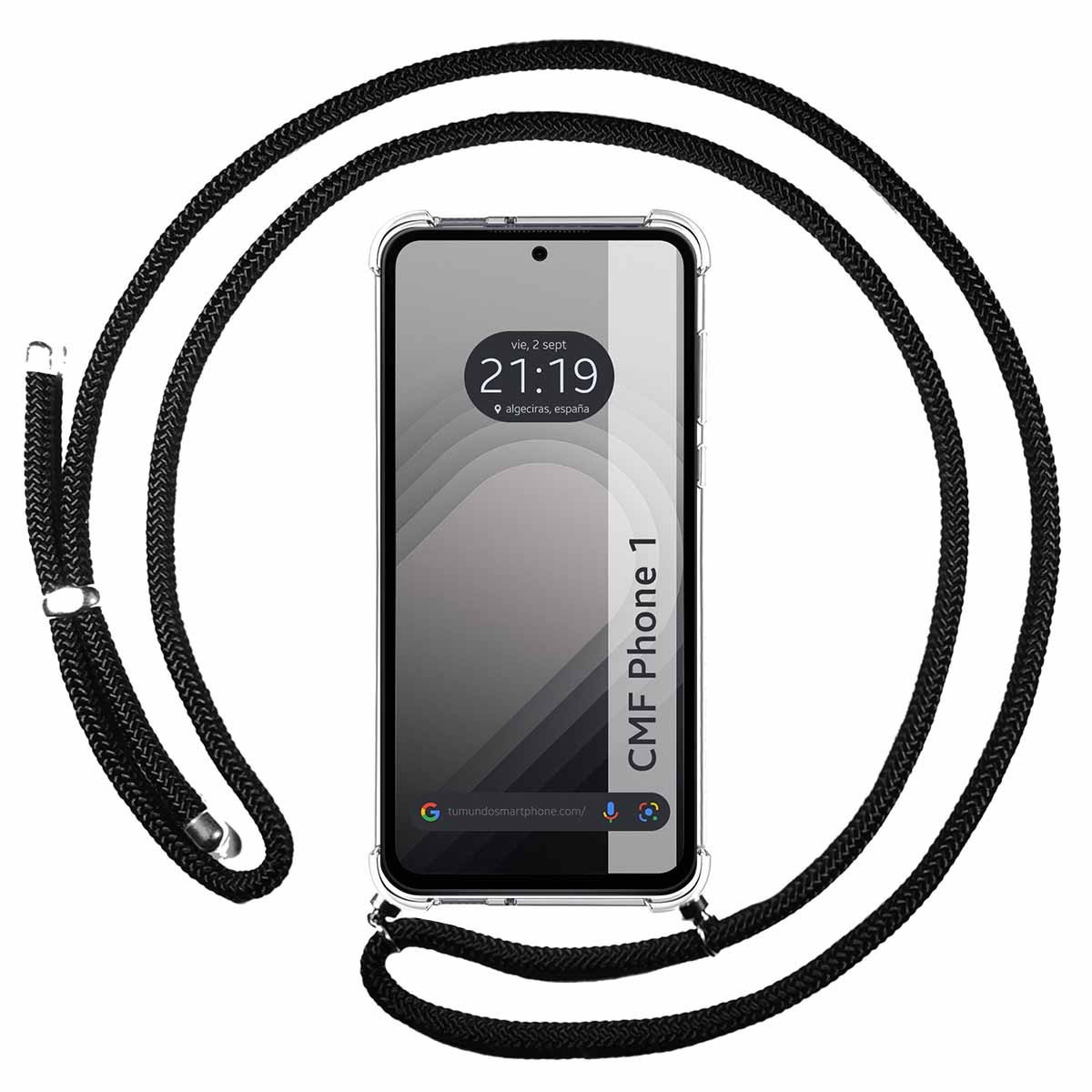Fodera Trasparente Appesa Per Nothing CMF Phone 1 Con Corda Nera