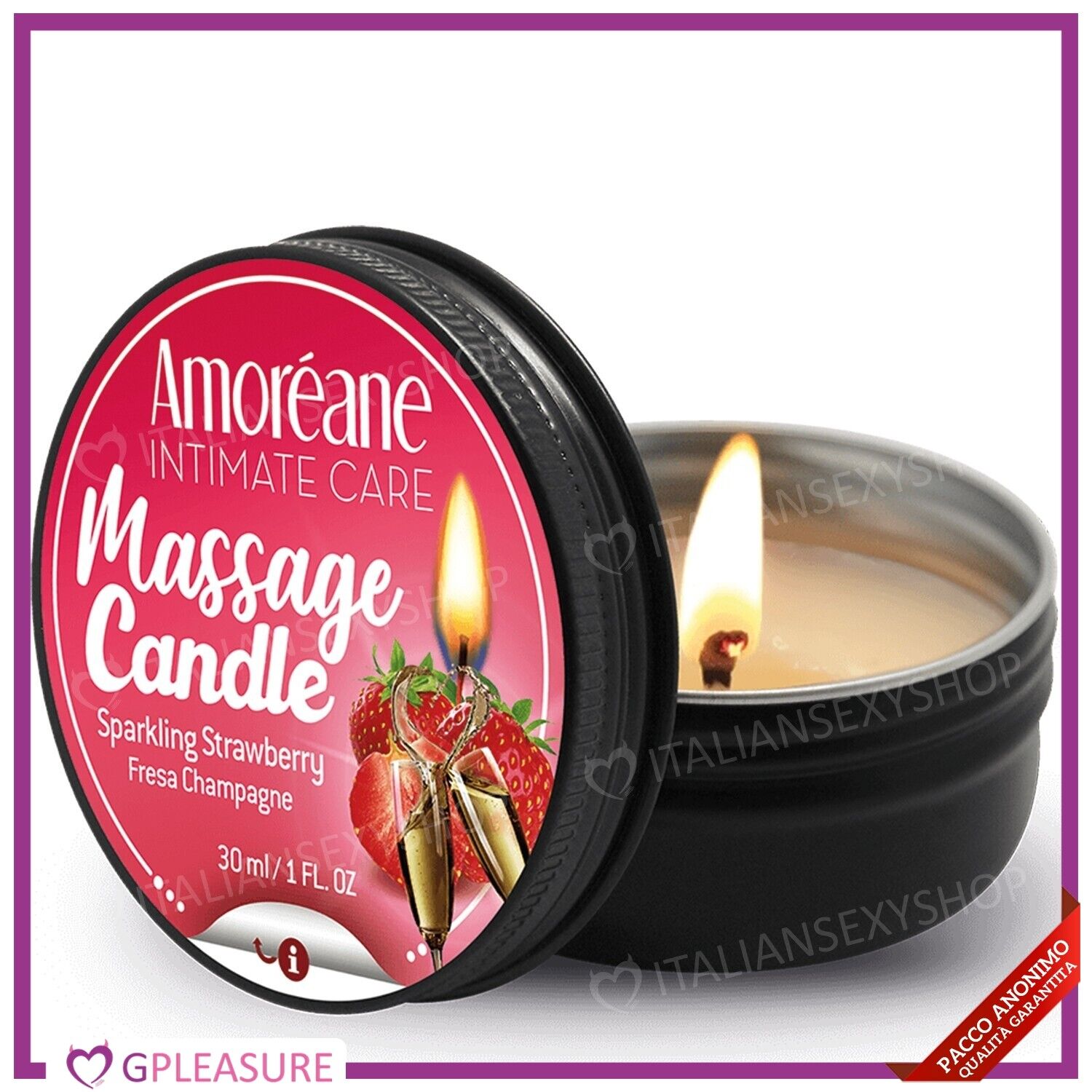 Candela per massaggio erotico intimo Sexy olio di Champagne e Fragole per coppia