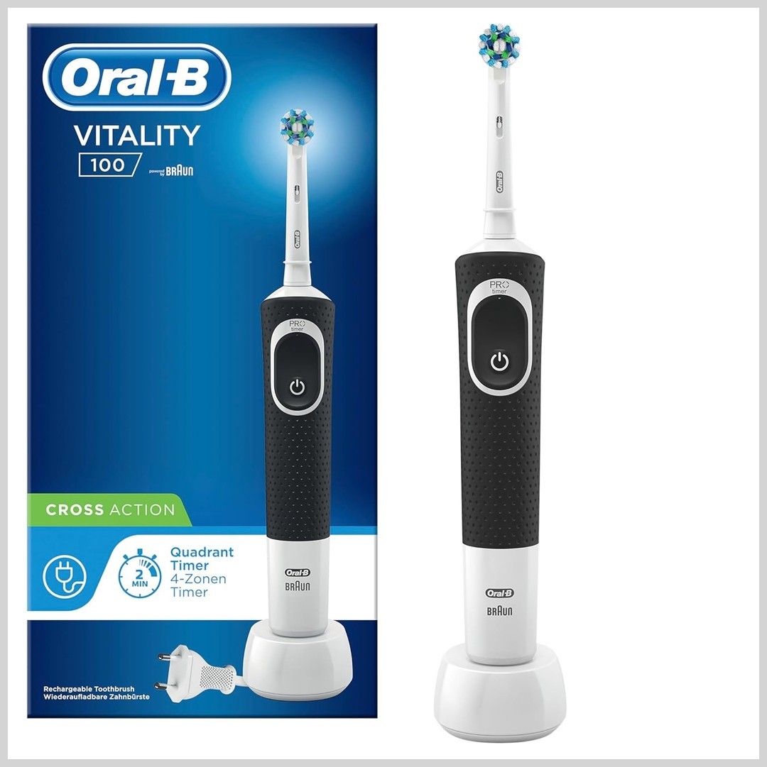 SPAZZOLINO ELETTRICO VITALITY 100 ORAL-B BRAUN TIMER 2 MINUTI IGIENE ORALE NERO