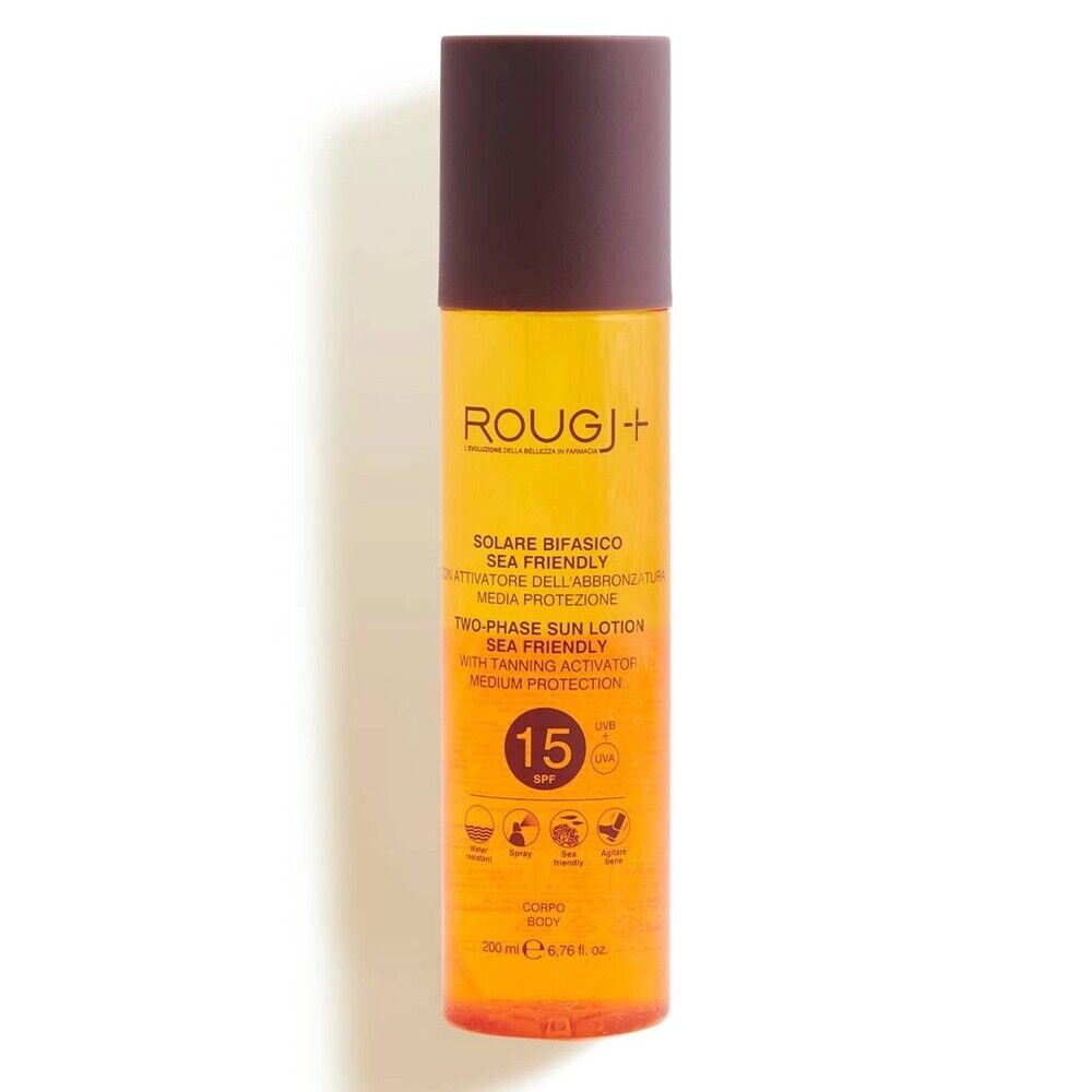 Rougj Solare - Spray Bifasico SPF15 Acceleratore di Abbronzatura, 200ml