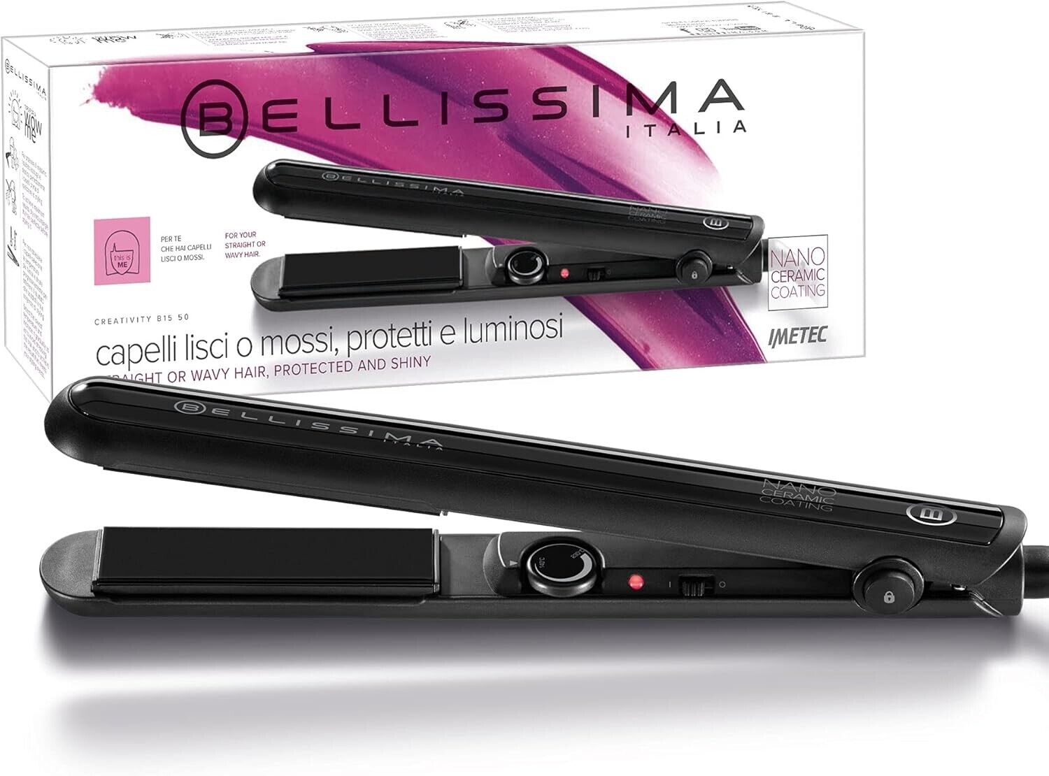 IMETEC BELLISSIMA CREATIVITY B15 50 PIASTRA CAPELLI LISCIO/MOSSO NANOCERAMICA