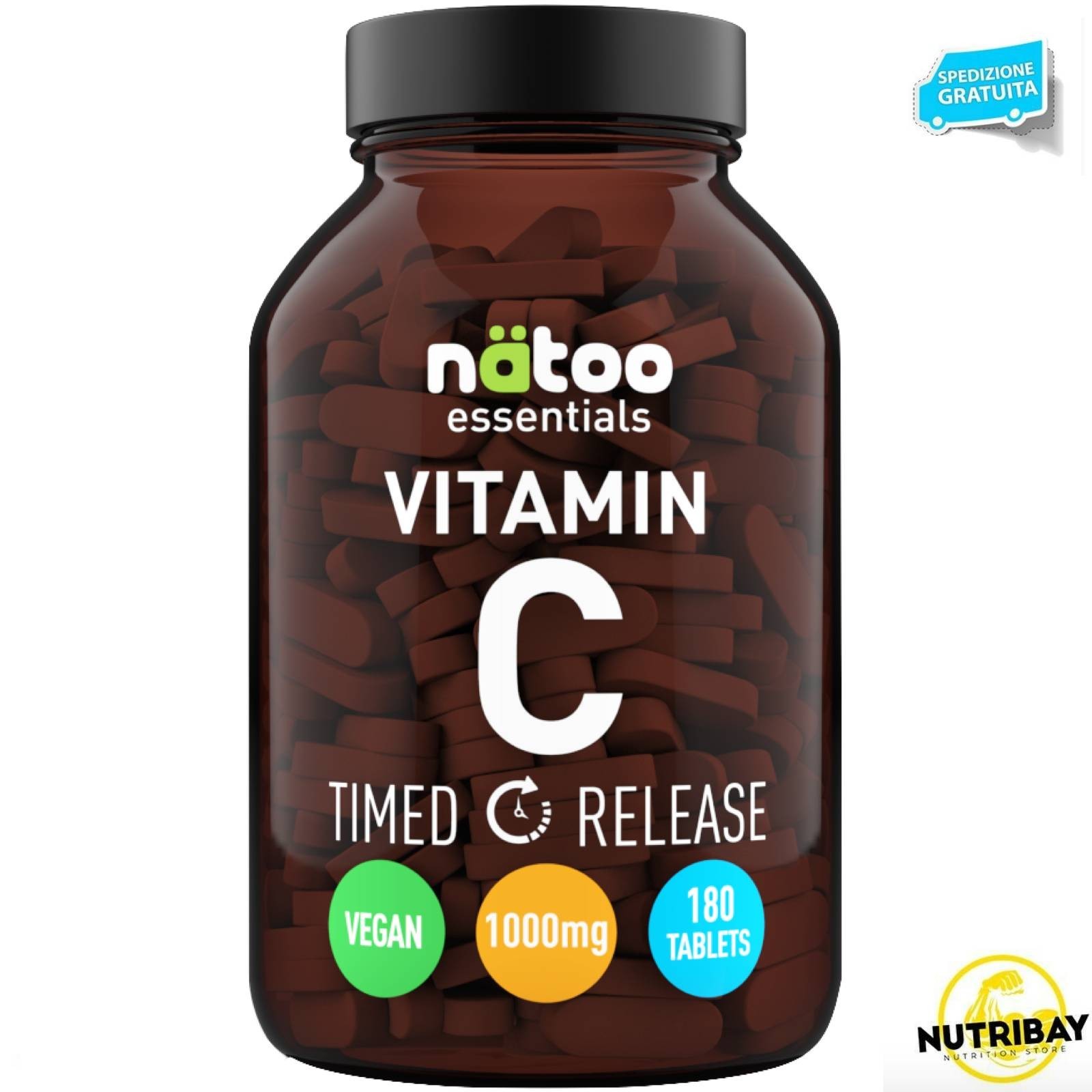 NATOO ESSENTIALS VITAMIN C TIMED RELEASE - 180 TABS VITAMINA C A LENTO RILASCIO