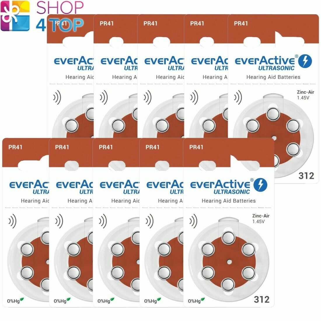 60 EverActive Ultrasuoni Misura 312 Mf PR41 Hearing Aiuto batteries 1.45V Zinco