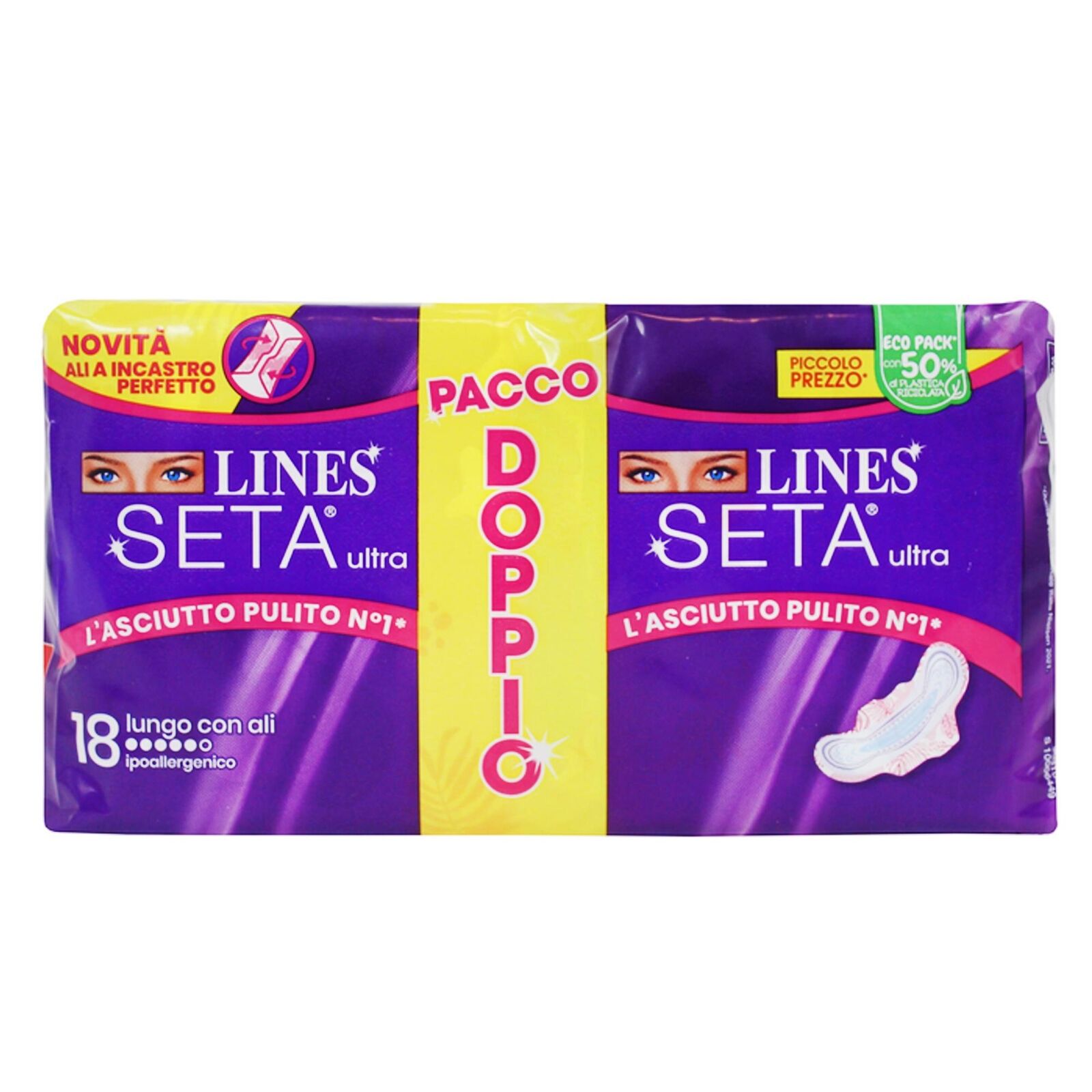 LINES SETA ULTRA ASSORBENTI LUNGHI CON ALI 18PZ