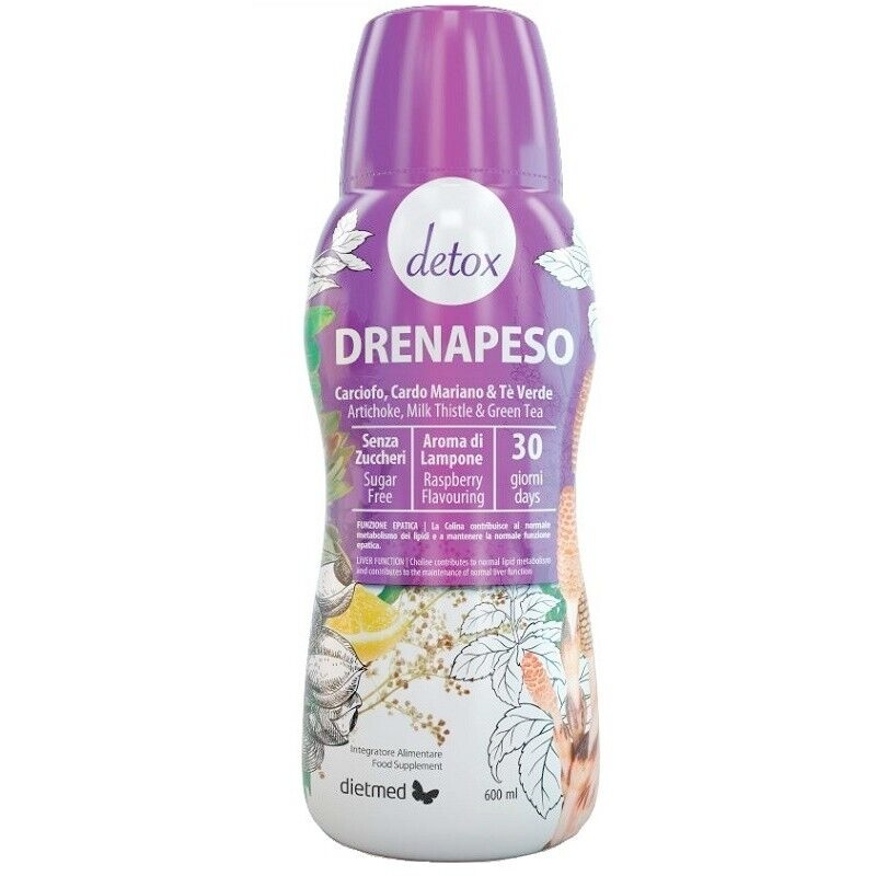 Dietmed DRENAPESO DETOX con Carciofo Cardo Mariano e Te Verde 600ml LAMPONE