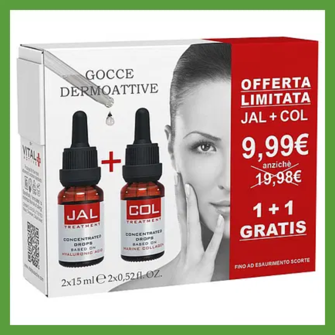 Vitalplus trattamento viso gocce dermoattive jal+col acido ialuronico collagene