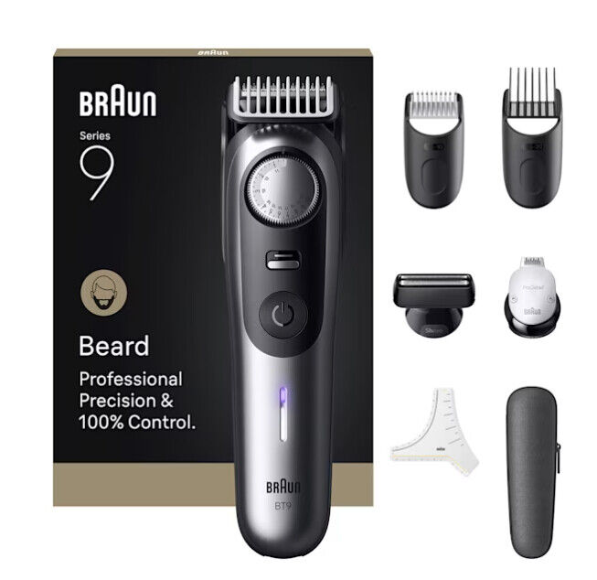 Regolabarba a Batteria Wet & Dry Grigio/Nero BeardTrimmer serie 9 BT9520 Braun