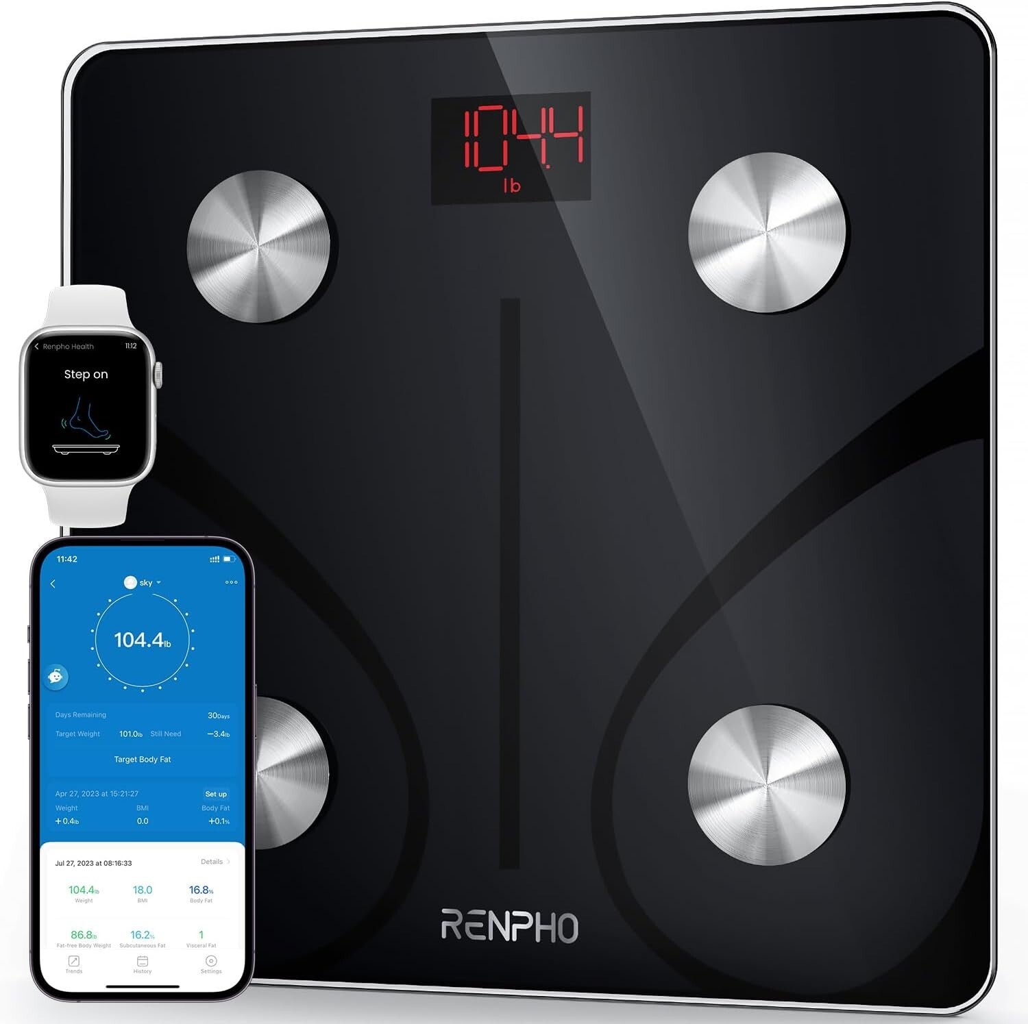 RENPHO Bilancia Pesapersone Professionale Impedenziometrica Bluetooth Digitale