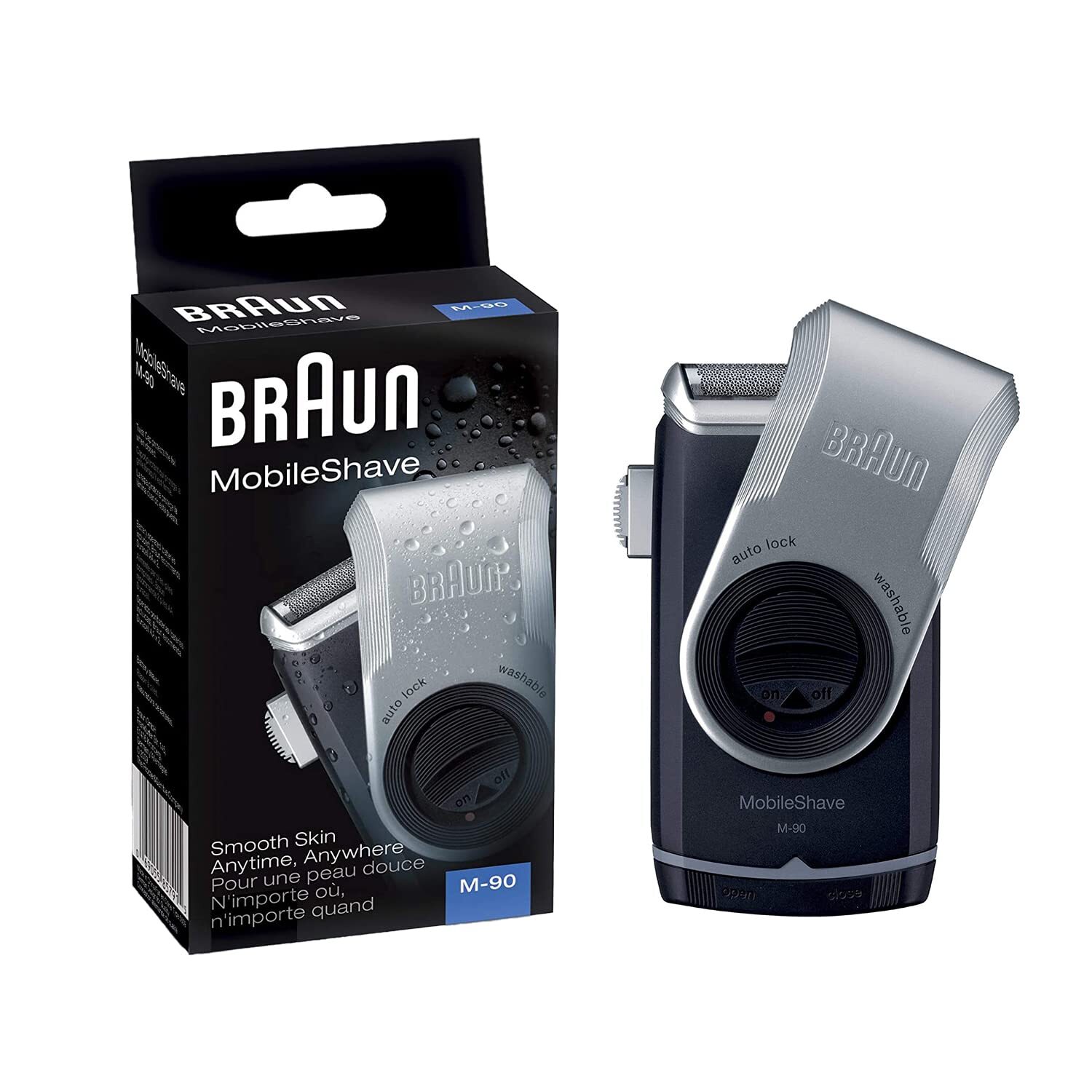 Braun MobileShave PocketGo, RASOIO ELETTRICO BARBA, Compatto e Portatile, (M2i)