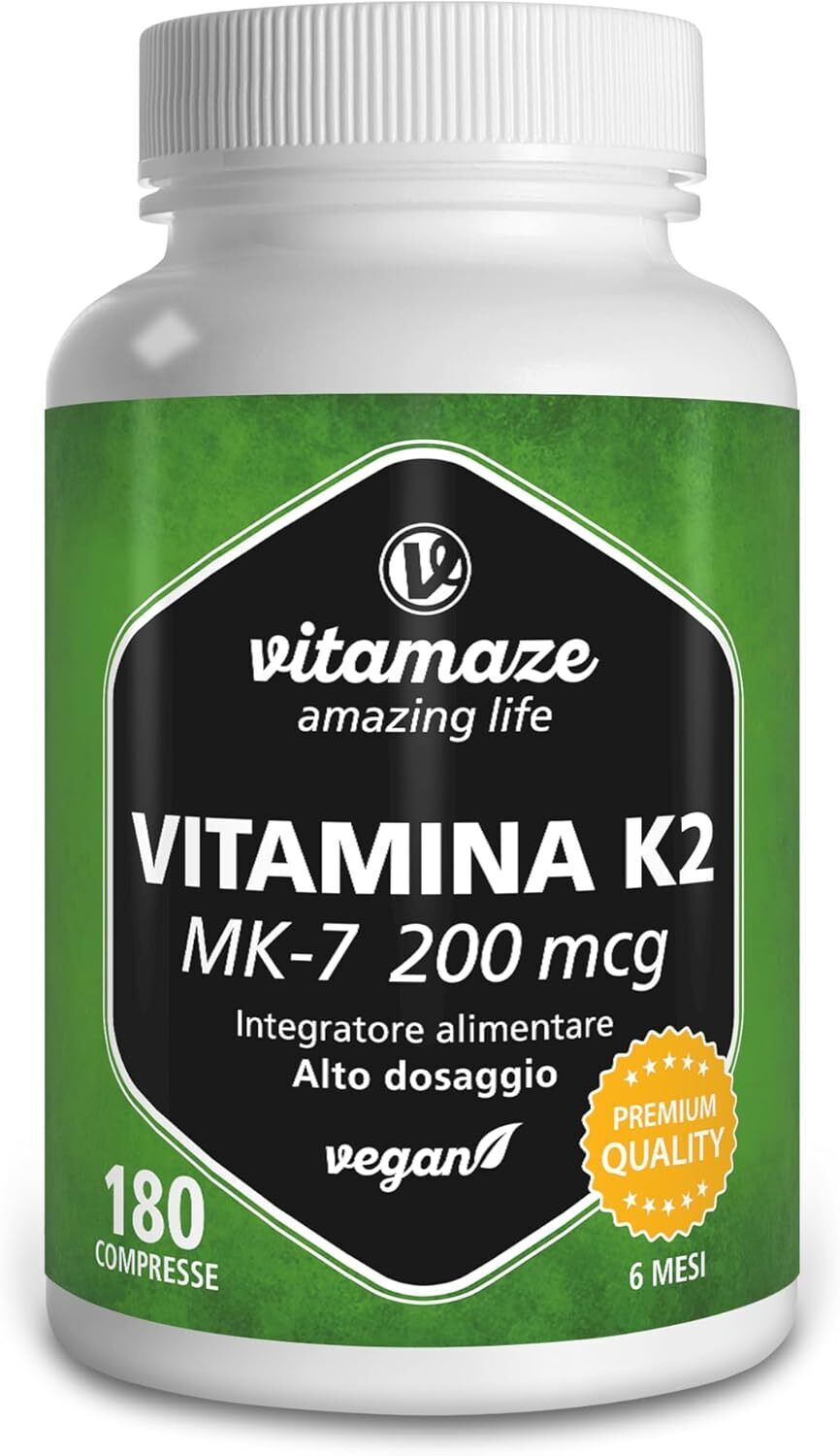 Vitamaze® Vitamina K2 MK-7 Alto Dosaggio Menachinone, 180 Compresse Vegan,...