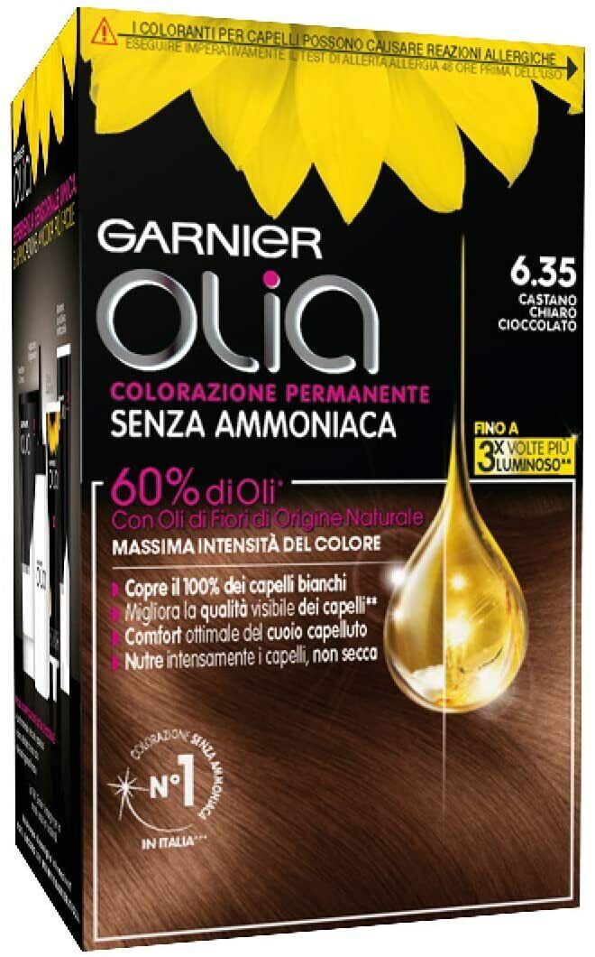 Garnier Tinta Capelli Olia, Colorazione Permanente, Castano Chiaro Cioccolato