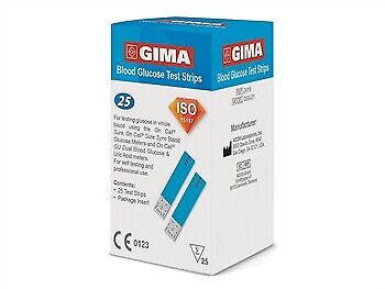 STRISCE GLUCOSIO Per GLUCOMETRO GIMA 25 Pezzi