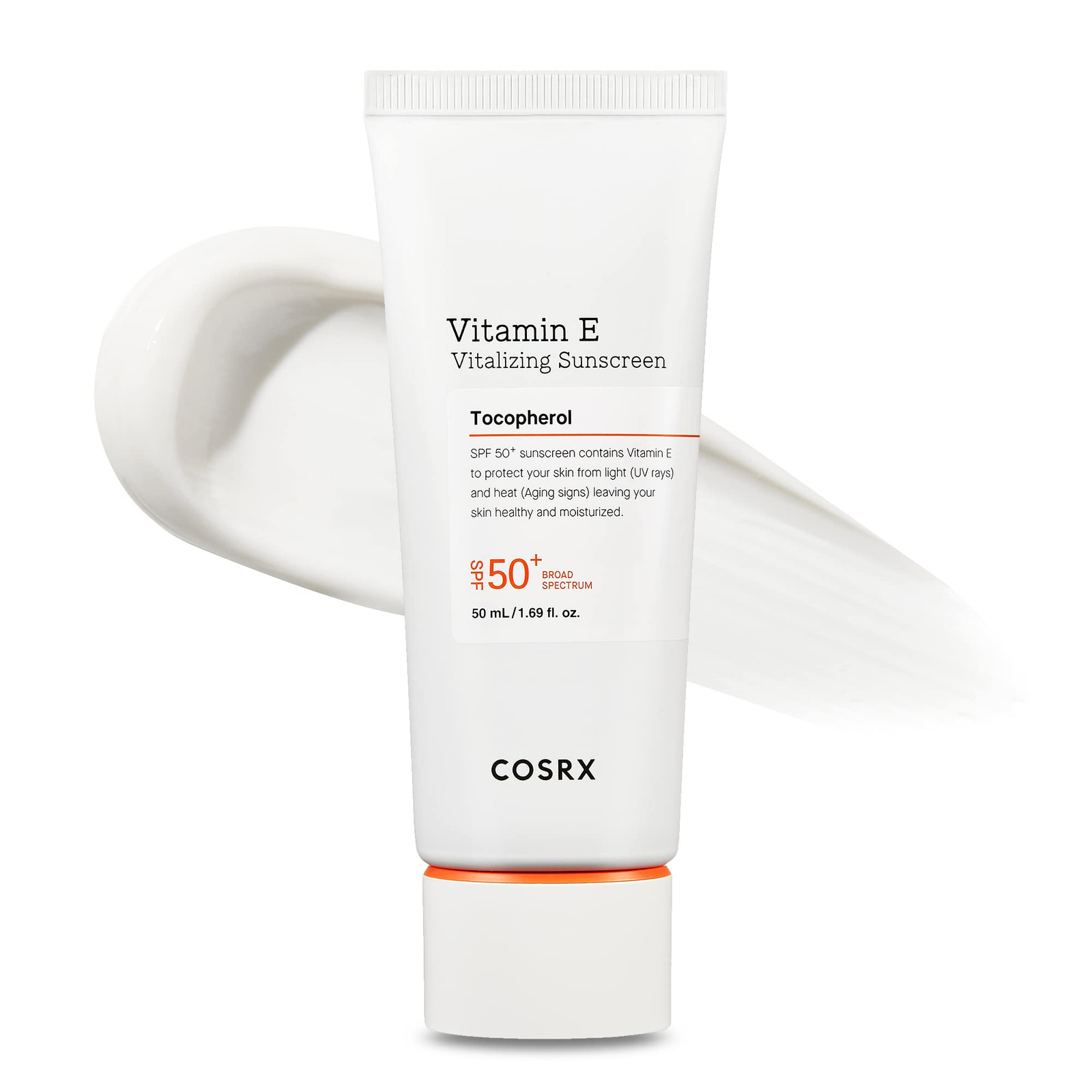 COSRX Vitamin E Vitalizing Face Sunscreen SPF 50, 1 .69 fl oz, Idratante (o3M)