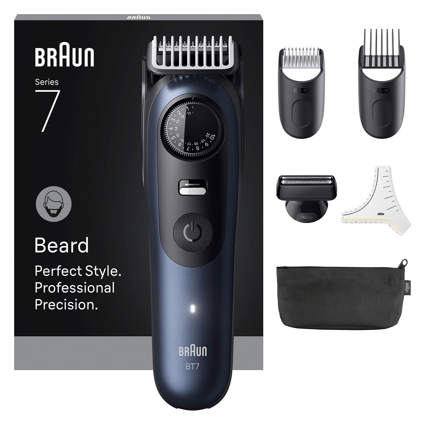 Regolabarba a Batteria Wet & Dry Blu/Nero BeardTrimmer serie 7 BT7520 Braun