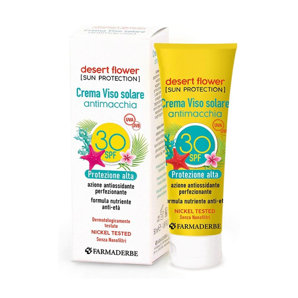 Farmaderbe Desert Flower - Crema Viso Solare Antimacchia SPF30, 50ml