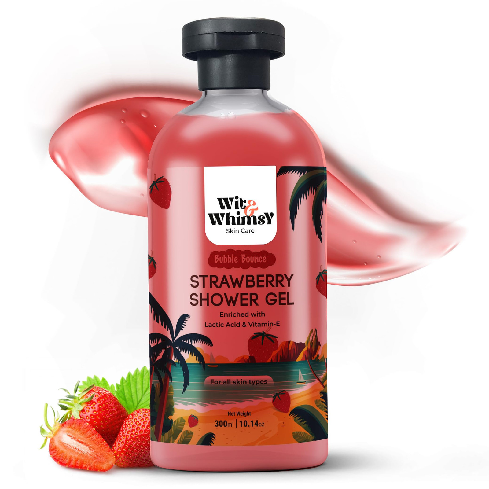 Wit & Whimsy Bubble Bounce Strawberry Shower Gel Enriched with Lactic (g6s)