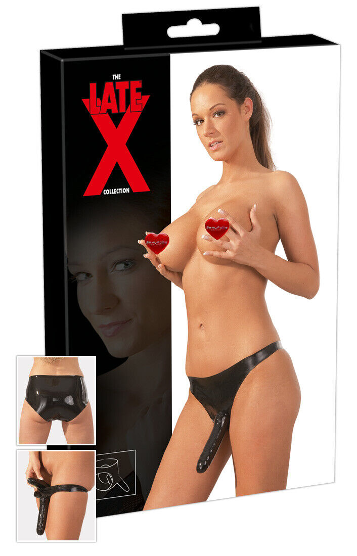 Strap-on Donna Dildo Esterno + Fallo anale vaginale Interno Fetish Sextoy LateX