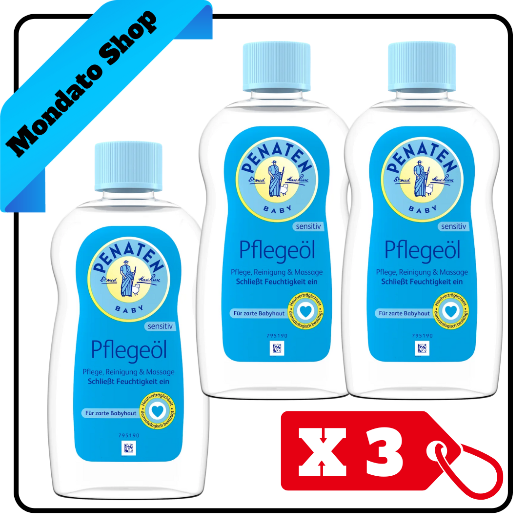 PENATEN BABY OLIO 500ml SENSITIVE SENZA PARABENI BABY CARE OIL (X3)