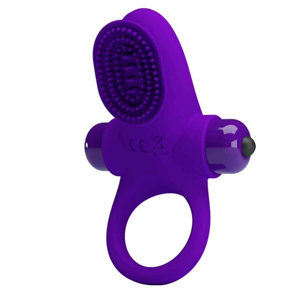 ANELLO VIBRANTE CON STIMOLAZIONE CLITORIDEA SEX TOYS VIOLA IN SILICONE PER UOMO