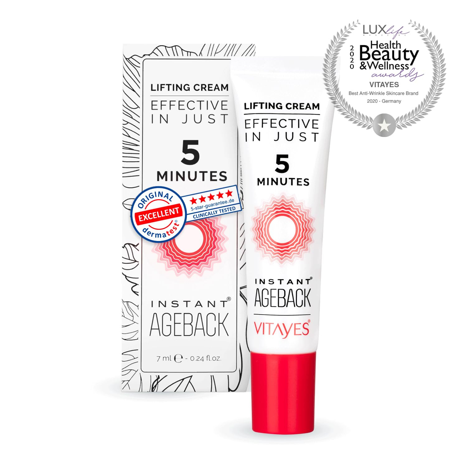 Vitayes - Instant Ageback, Crema Effetto Lifting, Antirughe per Viso, (H1l)