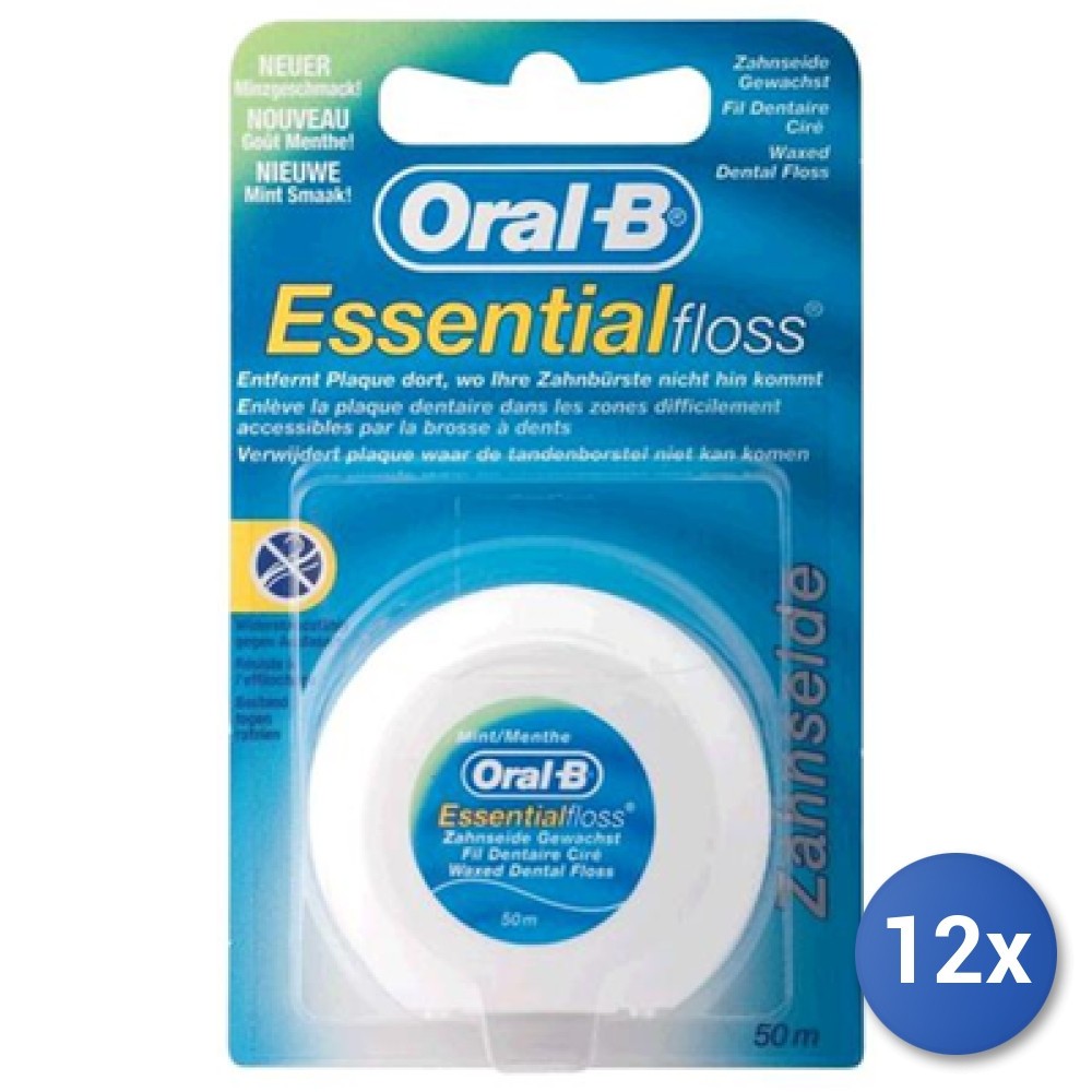 12x Bundle Oral B. Filo Mt 50 Essent Floss Cera.Men