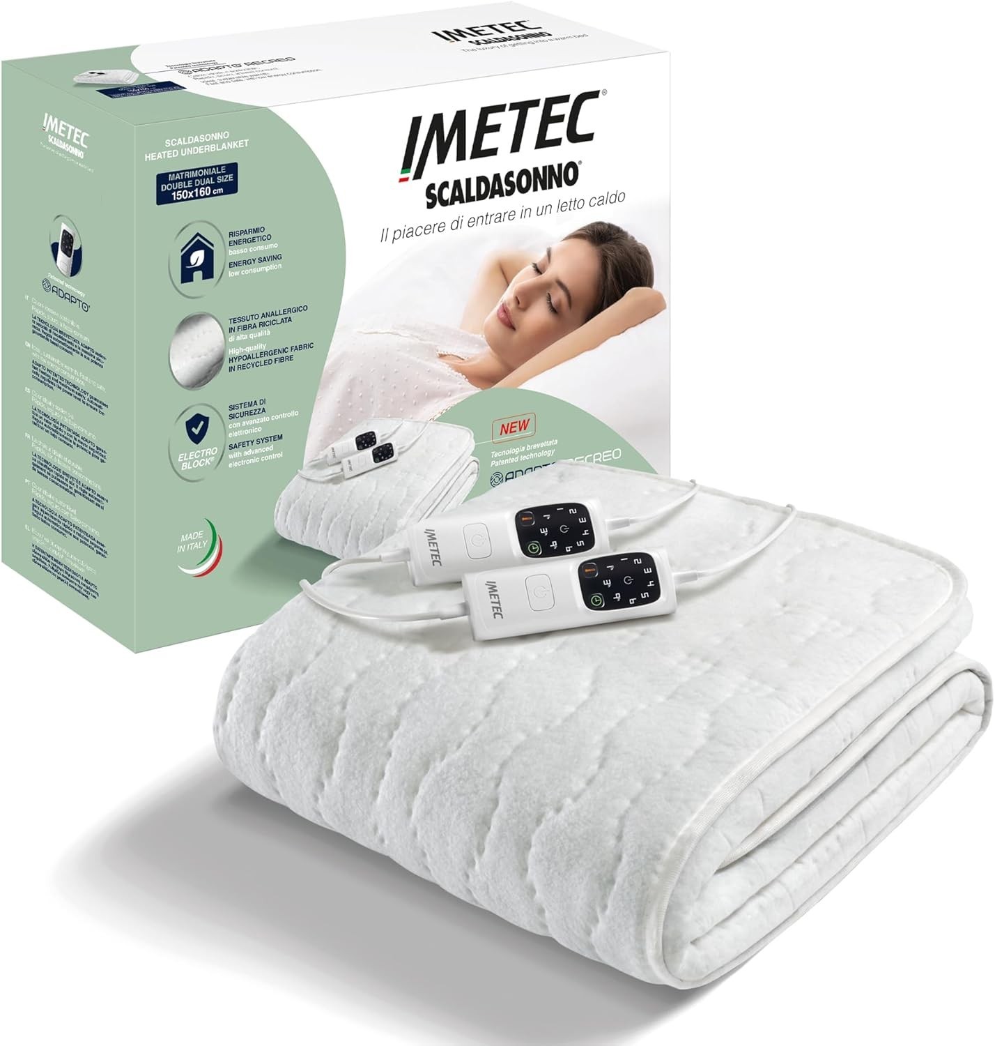 IMETEC SCALDASONNO MATRIMONIALE RAPIDO ANALLERGICO LAVABILE 150X160 MADEINITALY