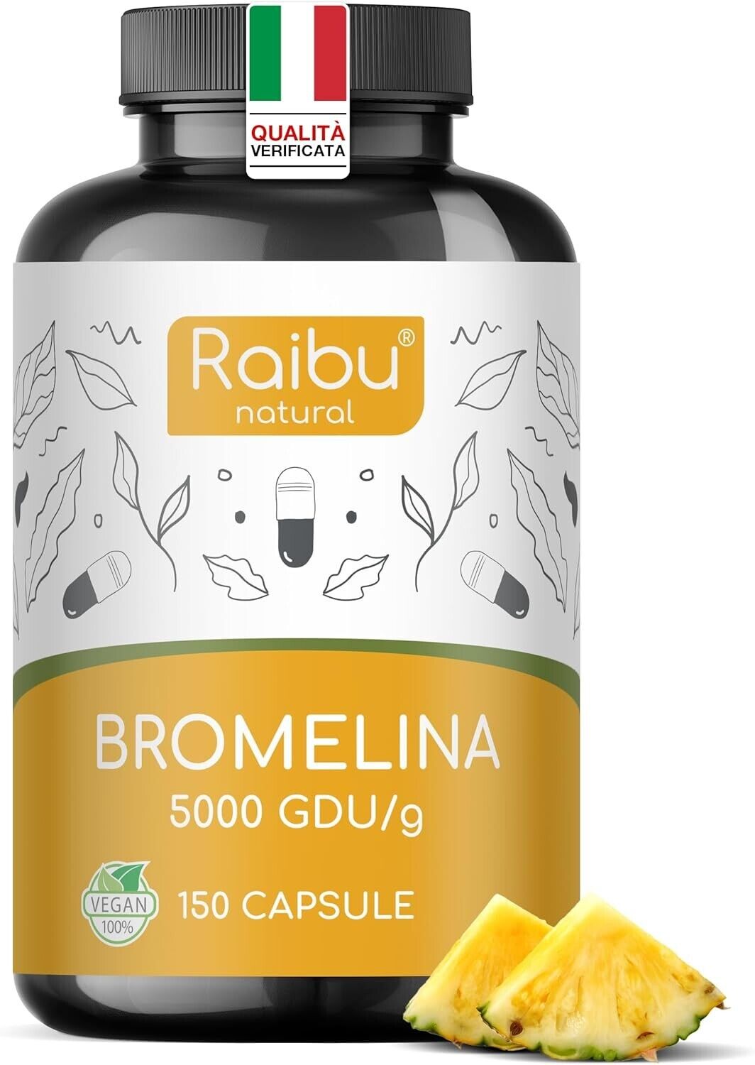 Bromelina Forte Drenante 5000 GDU/g Gastroresistenti, 150 Capsule Enzimi