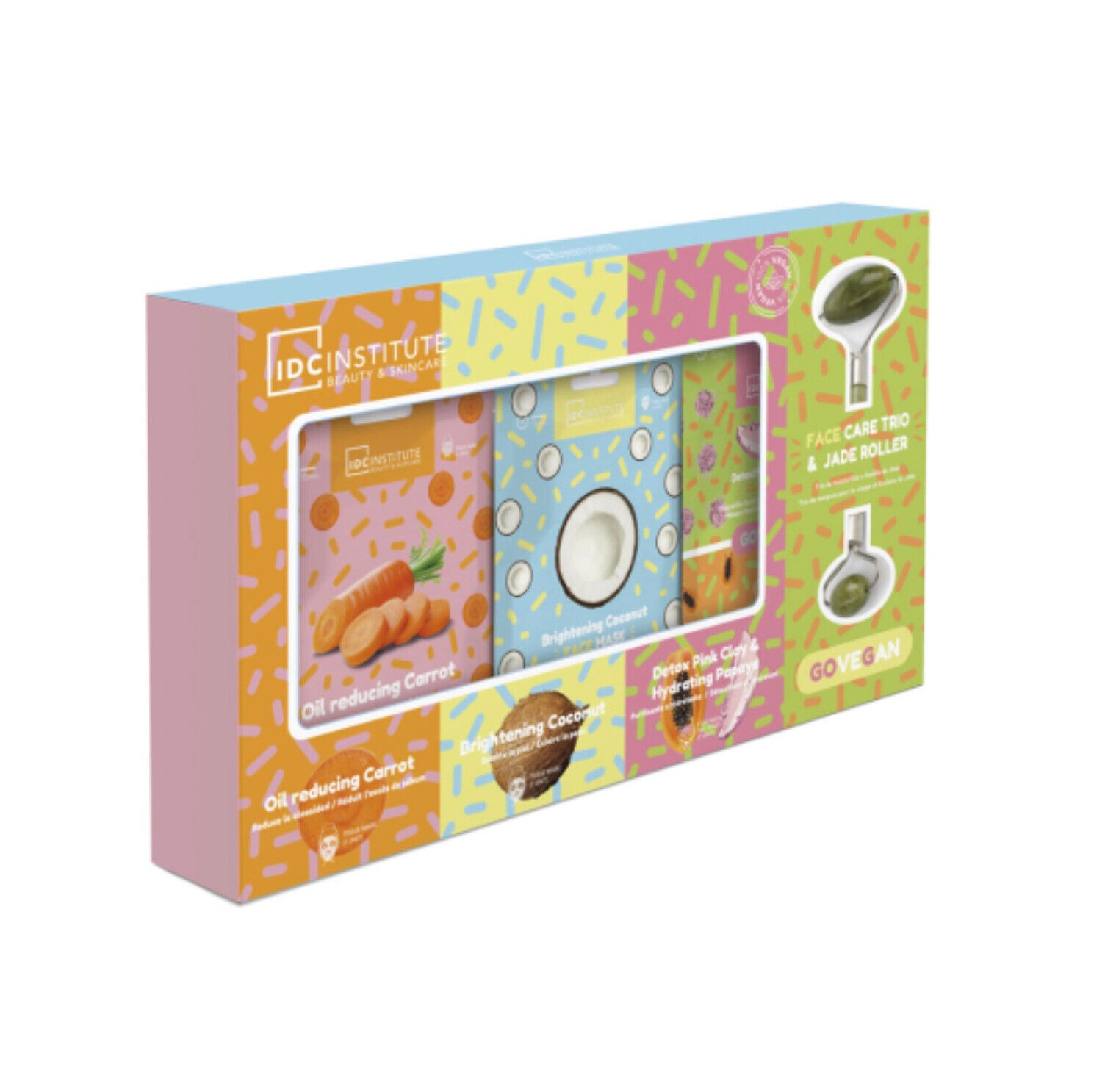 IDCINSTITUTE Face Care Trio & Jade Roller 3 Maschere Viso + Rullo Giada