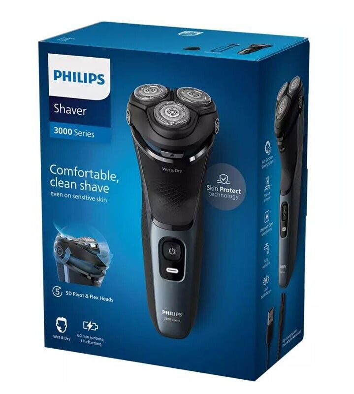 RASOIO ELETTRICO PHILIPS S3144/00 WET & DRY SERIE 3000 RICARICABILE 60Min.