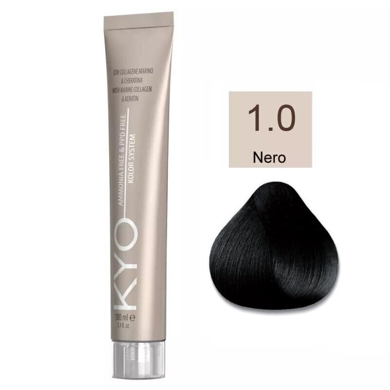 KYO Colorazione Capelli in Tubo senza Ammoniaca e PPD con Cheratina - 1.0 Nero