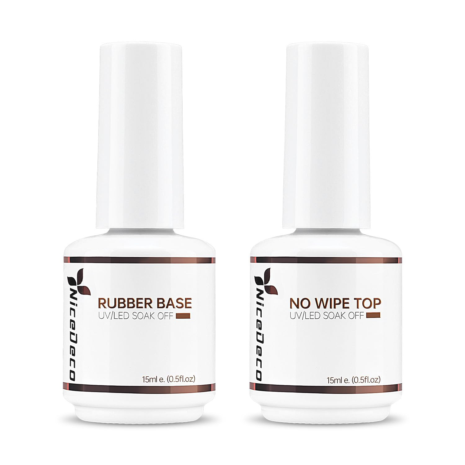 Nicedeco Professionale Clear Base Rubber Gel e No Wipe Top Coat Set (U9q)