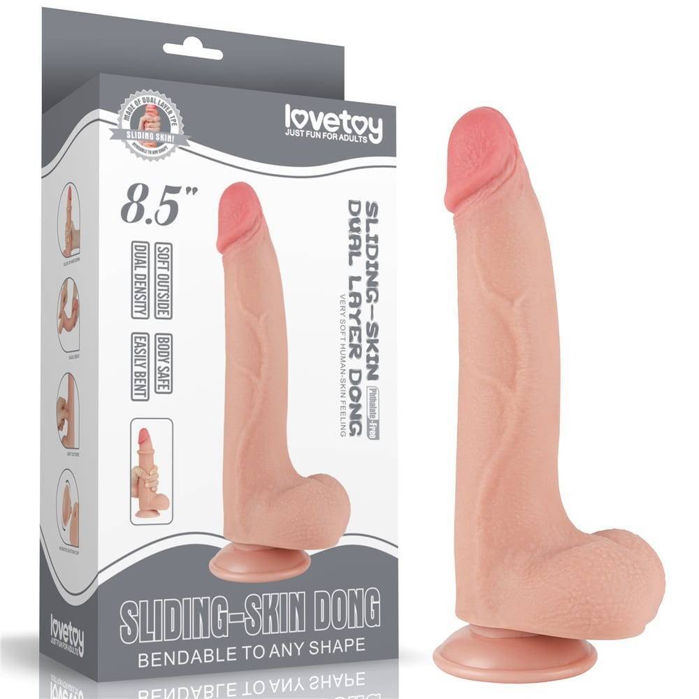 8,5'' FALLO DILDO REALISTICO CON EFFETTO PELLE SEX TOYS CON TESTICOLI VENTOSA