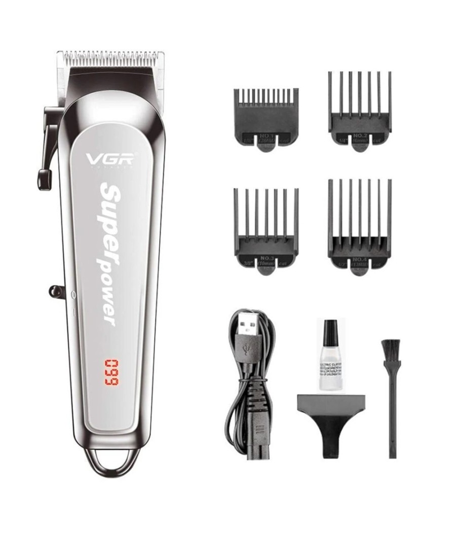 TAGLIACAPELLI SENZA FILI REGOLABARBA UOMO BATTERIA RICARICABILE RASOIO VGR V-060