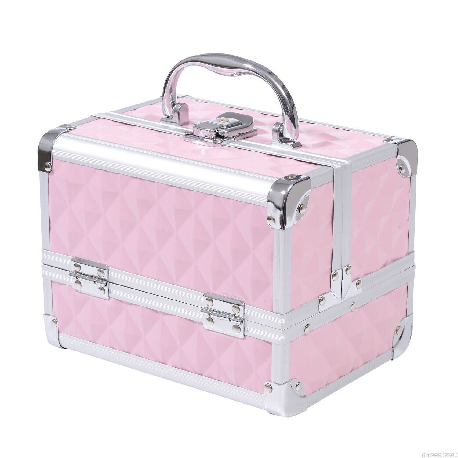 DecHome Valigetta Porta Trucchi Maniglia e Vassoio Cantilever Rosa DH50104