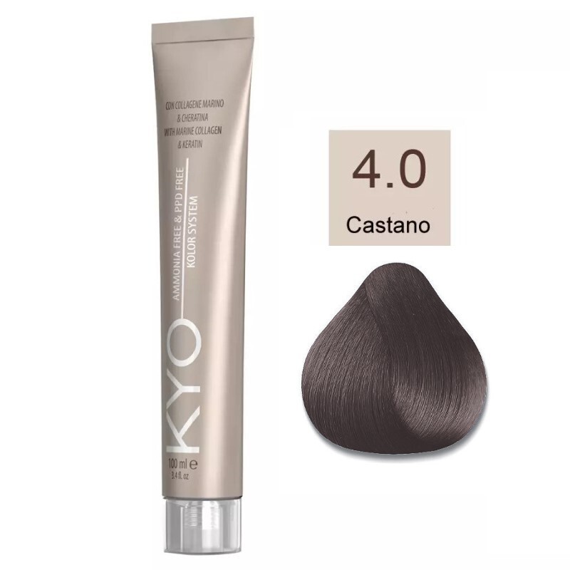 KYO Colorazione Capelli senza Ammoniaca e PPD con Cheratina - 4.0 Castano