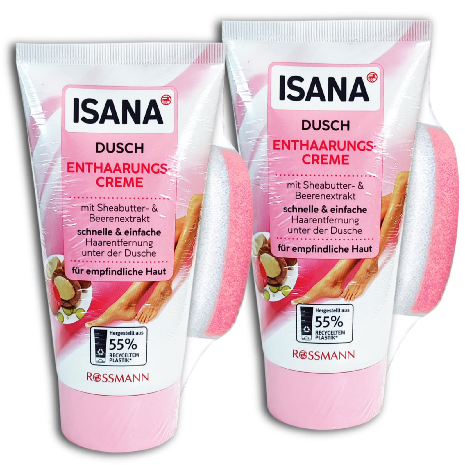 Isana Doccia Crema Depilatoria con Spugna 2 x 150 ml Confezione da 2 (b9C)