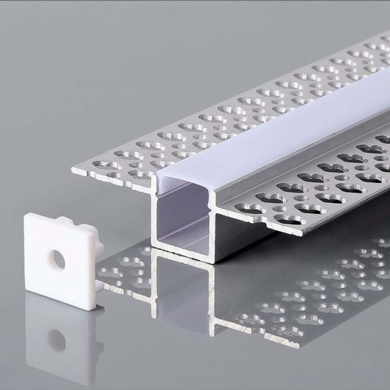 Kit Profilo Alluminio da Incasso Cartongesso da 2 Metri con Alette a Scomparsa M
