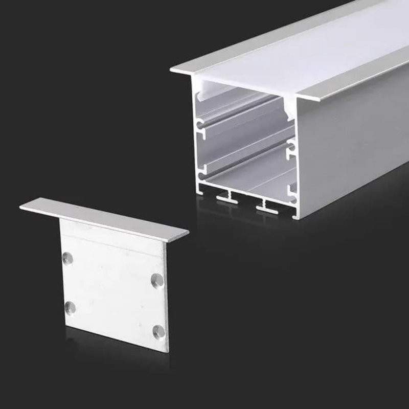 Profilo Alluminio Da Incasso Larga Per Striscia Led Fino 30mm Misura 48X35mm Com