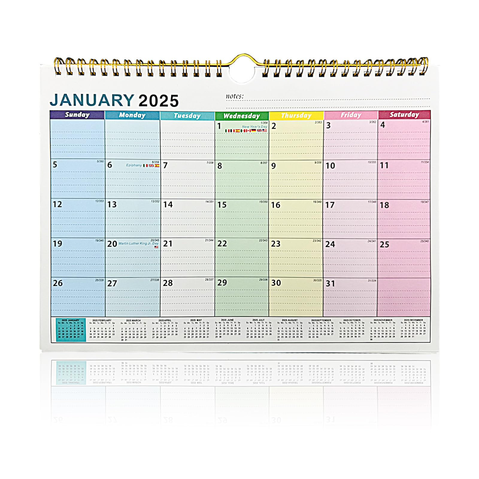 XQMMGO Calendario da parete 2025, calendario giornaliero da parete 2025, (E8d)