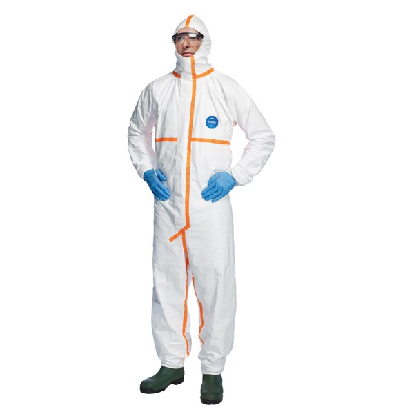 Tuta da Lavoro Tyvek 800J DuPont - Taglia M - Nastrature Arancioni - TY390.59.01