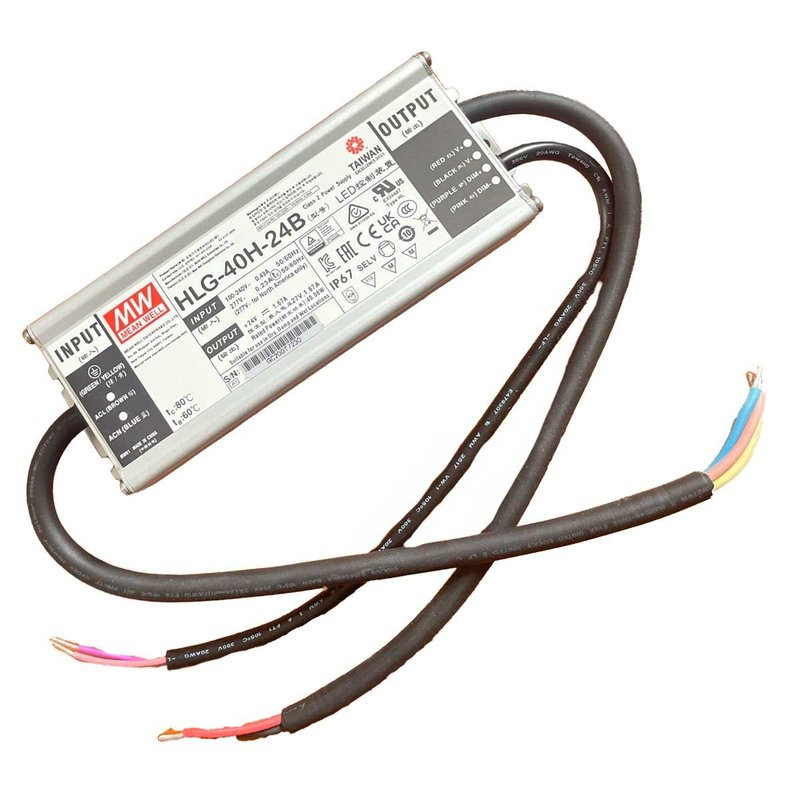 MW MEAN WELL HLG-40H-24B Alimentatore Led Driver CV CC Dimmerabile IP67 40W 24V