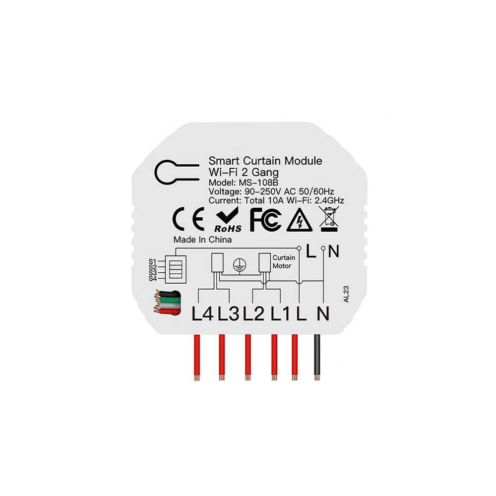 MeanWell Modulo Tapparelle WIFI 2.4G + BLE, 2 Canali, Bluetooth BLE Mesh, TUYA,