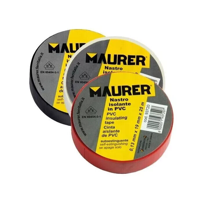 Nastro Isolante in Pvc Nero Spessore 0,13 mm Larg.xLung. 50Mm x 25 mt Maurer 1pz